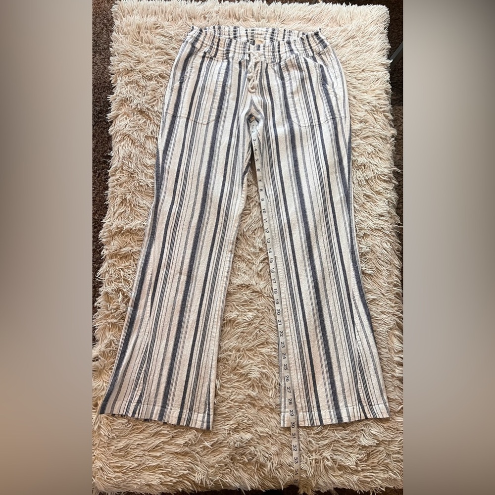 Roxy Blue & White Oceanside Stripe Flare Beach Linen Blend, XL - Picture 5 of 14